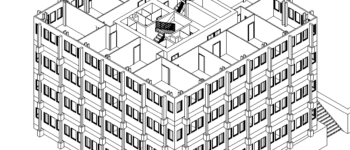 BIM Modell eines Turms des Rathaus Marl, gestutzt